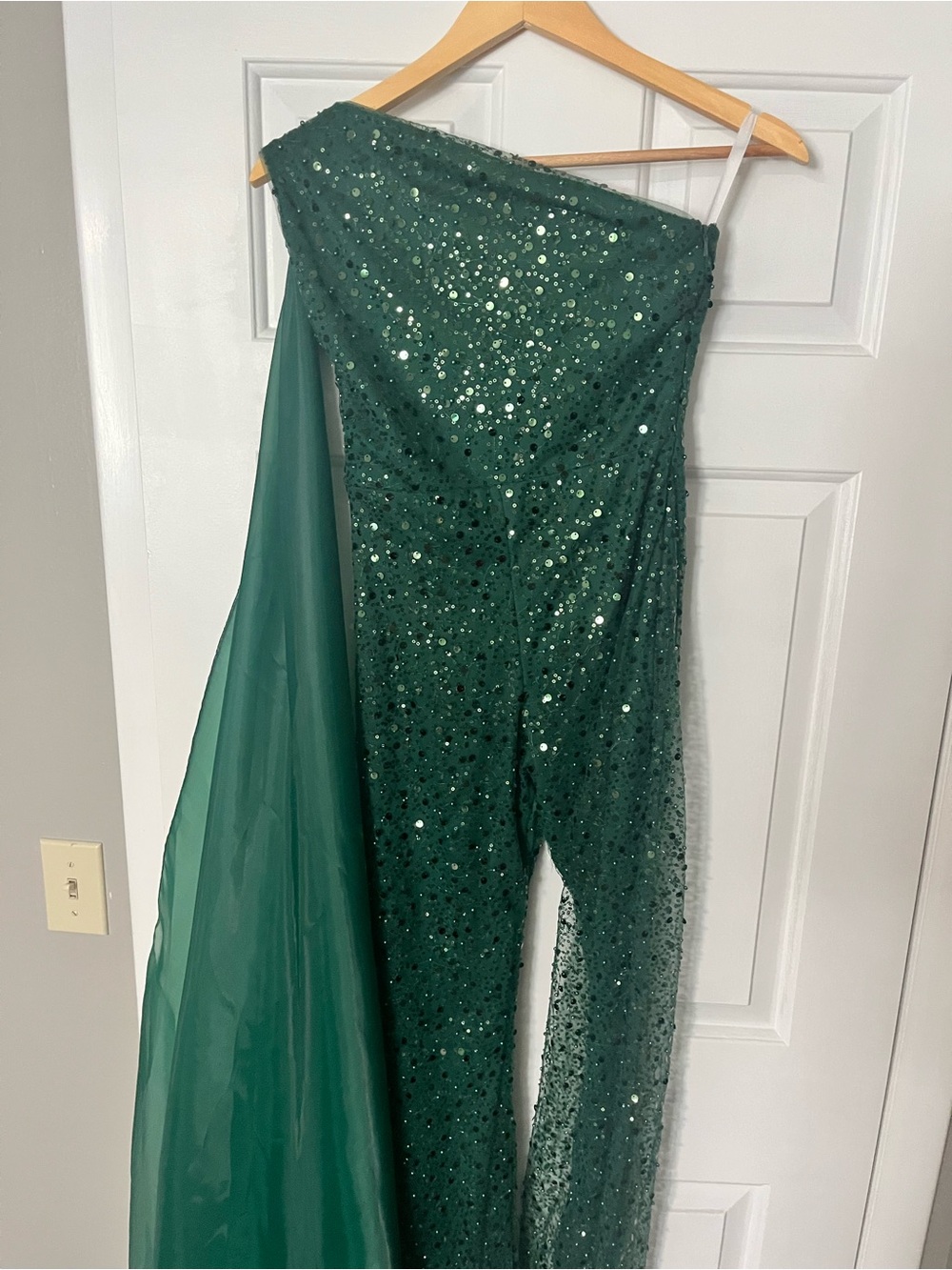 Emerald One-Shoulder Sequin Jumpsuit
